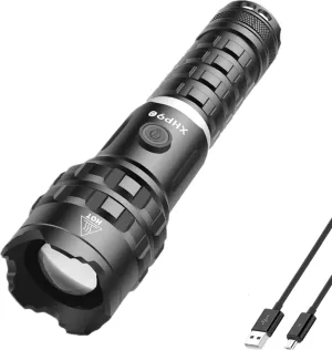 BESTSUN High Lumens LED XHP90 Flashlight, Rechargeable Tactical LED XHP90 Flashlights Powerful Handheld Lamp with 5 Modes Waterproof Zoomable Torch Lamp for Hiking, Fishing, Camping, Emergency