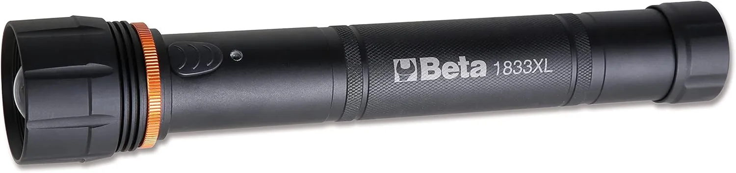 Beta 1833 XL Professional Rechargeable Flashlight, High Brightness Led Torch Long Distance Rugged Anodized Aluminum, up to 1500 Lumens, Size XL