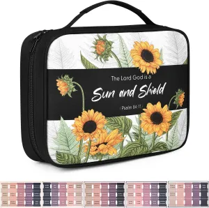 Bible Cover Case for Women, Bible Bag Carrying Case Holder with Bookmark Notation Stickers Bible Study Supplies, Ideal Christian Gifts for Women, Sunflower