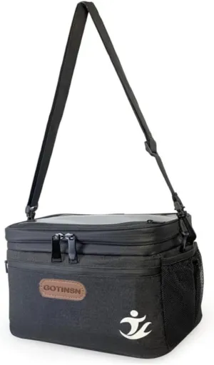 Bike Basket front Bag, Bicycle Insulated Handlebar Bag with Touch Screen Phone Holder Frame Tube Bag 5L Storage Bag Keep Cooling with Mesh Pockets for Riding Picnic Camping (Dark Black)