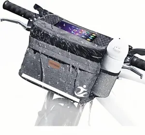 Bike Basket front Bag, Bicycle Insulated Handlebar Bag with Touch Screen Phone Holder Frame Tube Bag 5L Storage Bag Keep Cooling with Mesh Pockets for Riding Picnic Camping