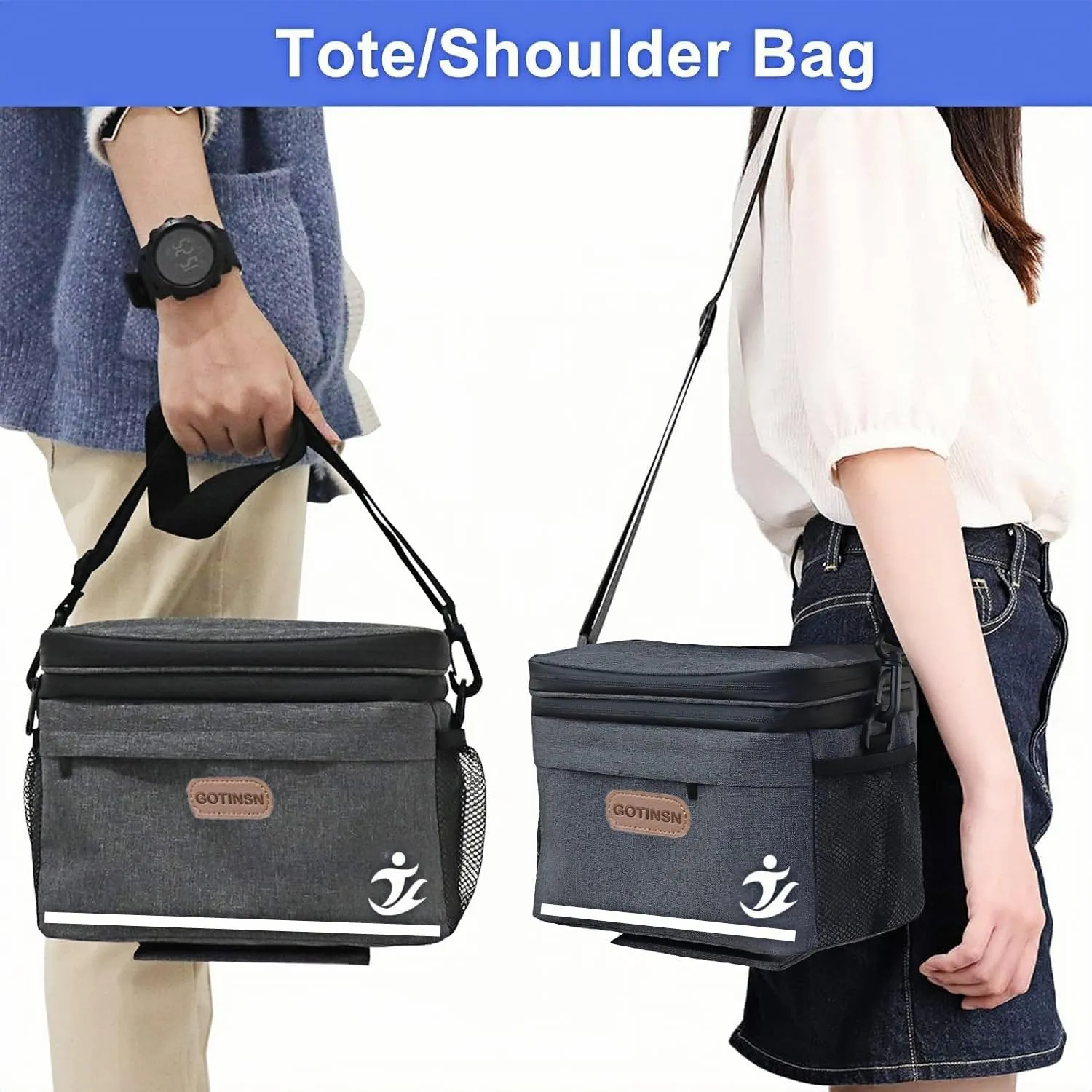 Bike Basket front Bag, Bicycle Insulated Handlebar Bag with Touch Screen Phone Holder Frame Tube Bag 5L Storage Bag Keep Cooling with Mesh Pockets for Riding Picnic Camping