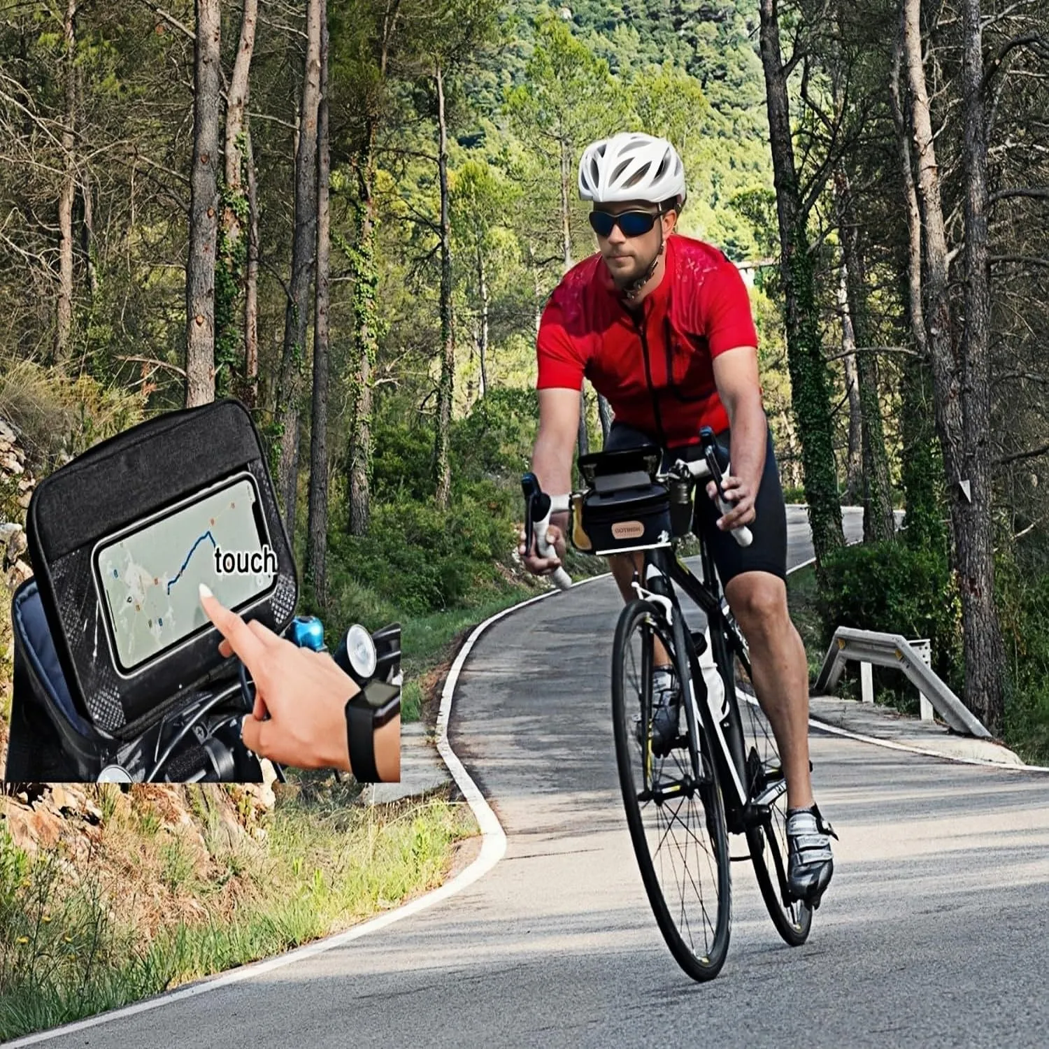 Bike Basket front Bag, Bicycle Insulated Handlebar Bag with Touch Screen Phone Holder Frame Tube Bag 5L Storage Bag Keep Cooling with Mesh Pockets for Riding Picnic Camping