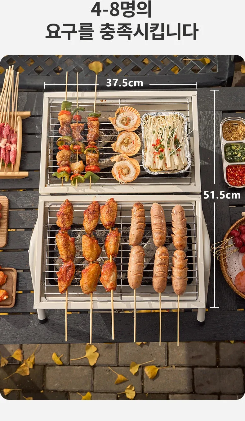 BISINNA Outdoor Multifunctional Portable Barbeque Stove Camping BBQ Charcoal Grill With Dual Side Camping Supplies