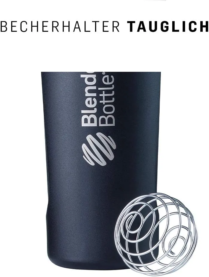 BlenderBottle Radian Shaker Cup Insulated Stainless Steel Water Bottle with Wire Whisk, 26-Ounce, Matte Black