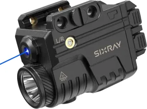 Blue Beam Laser and Flashlight Combo for Pistol, Rail Mounted Tactical Rechargeable Pistol Flashlight Laser Combo Fit Picatinny, Blue Beam Class IIIA, Power Output Less Than 5mW