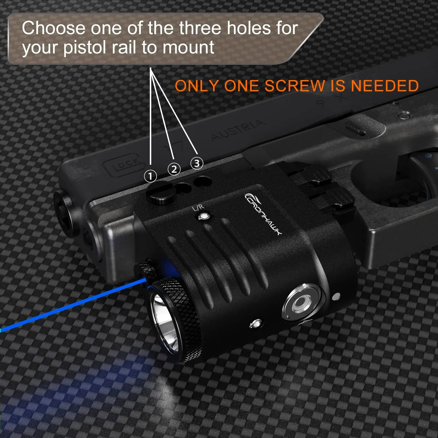 Blue Laser Light Combo for Pistol, Rail Mounted Rechargeable Gun Flashlight Laser Combo with Strobe Compatible with Picatinny 1913