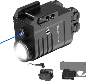 Blue Laser Light Combo for Pistol, Rail Mounted Rechargeable Gun Flashlight Laser Combo with Strobe Compatible with Picatinny 1913