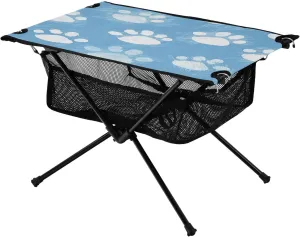 Blue Paw Prints Portable Folding Camping Table, Compact Lightweight Beach Table with Carrying Bag for Outdoor Picnics, BBQs, Camp