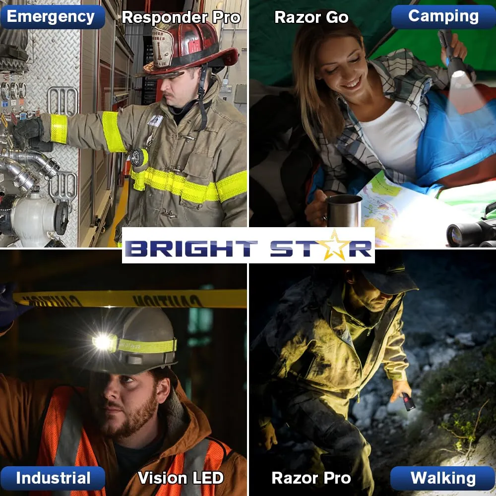 BRIGHT STAR 2124 | Intrinsically Safe, Water-Resistant 3D Cell Incandescent Flashlight – Unbreakable, Emergency Light for Hazardous Environments | 80 Lumens, 100 Meter Beam | Industrial LED Torch (2217-LED)