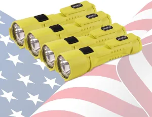 Bright Star Razor FSL Dual Light Hands-Free Magnetic LED Flashlight 4-Pack Bundle | 3AA-Cell Alkaline Batteries Included 10 Hour Runtime with Dual Light Mode Intrinsically Safe, Made in USA