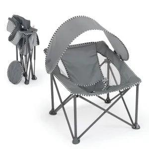 Bright Starts Pop 'N Chill Travel Seat, Indoor/Outdoor Use, Infant Seat with UPF 50  Canopy, Grey, Ages 0-6 Months