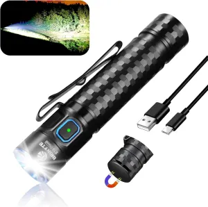 Brinyte E18 Rechargeable LED Flashlight Work Light with Magnetic Base for Hands-Free Lighting, 1200 Lumens Compact Bright EDC Pocket Light, IP68 Waterproof for Home, Outdoors, and Emergency