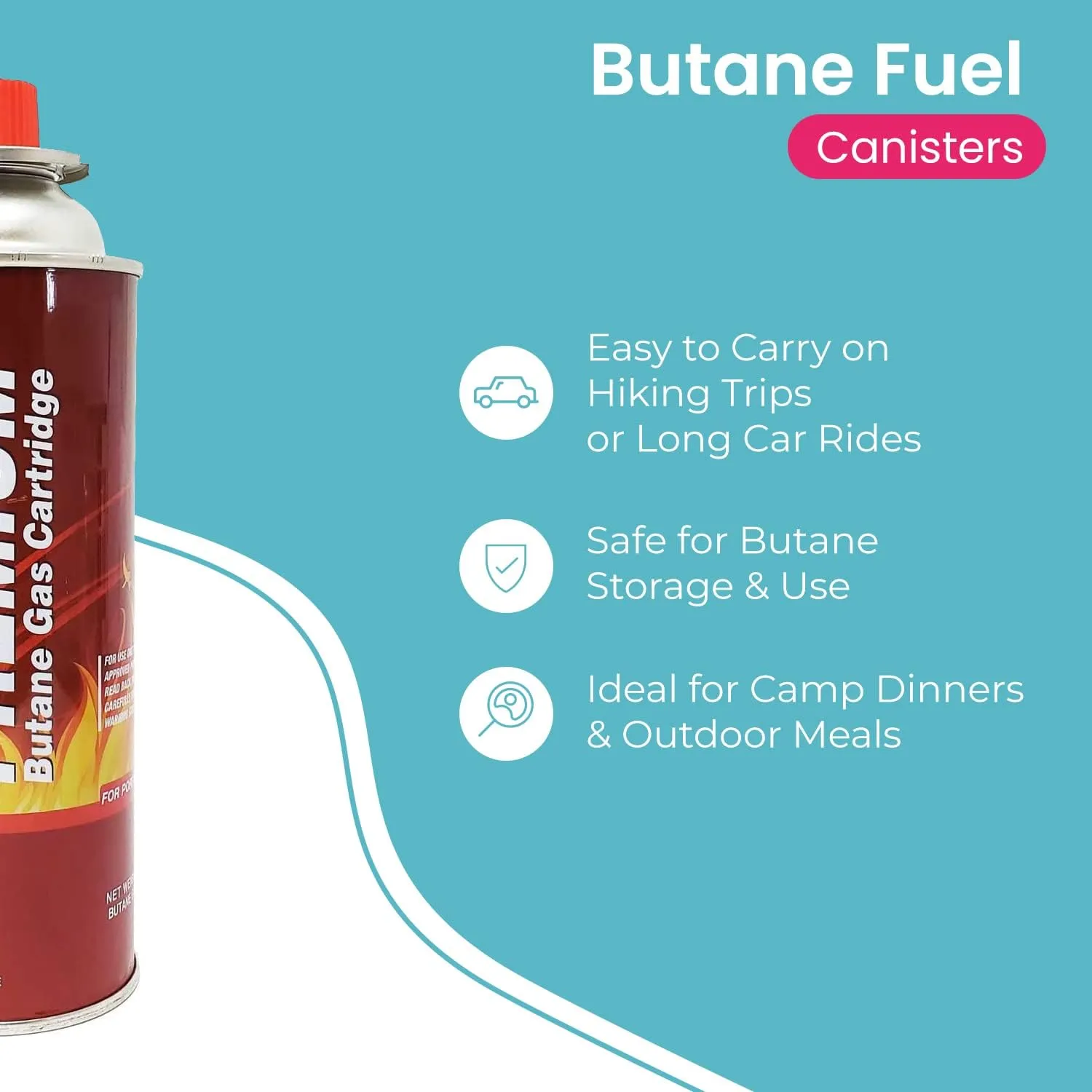 Butane Fuel Canisters for Portable Camping Stoves, Gas Burners, UL Listed, 8 oz. Per Canister - Set of 12