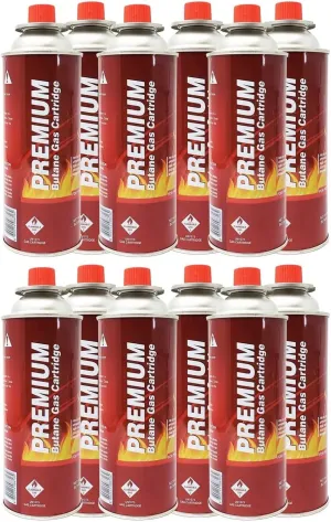 Butane Fuel Canisters for Portable Camping Stoves, Gas Burners, UL Listed, 8 oz. Per Canister - Set of 12