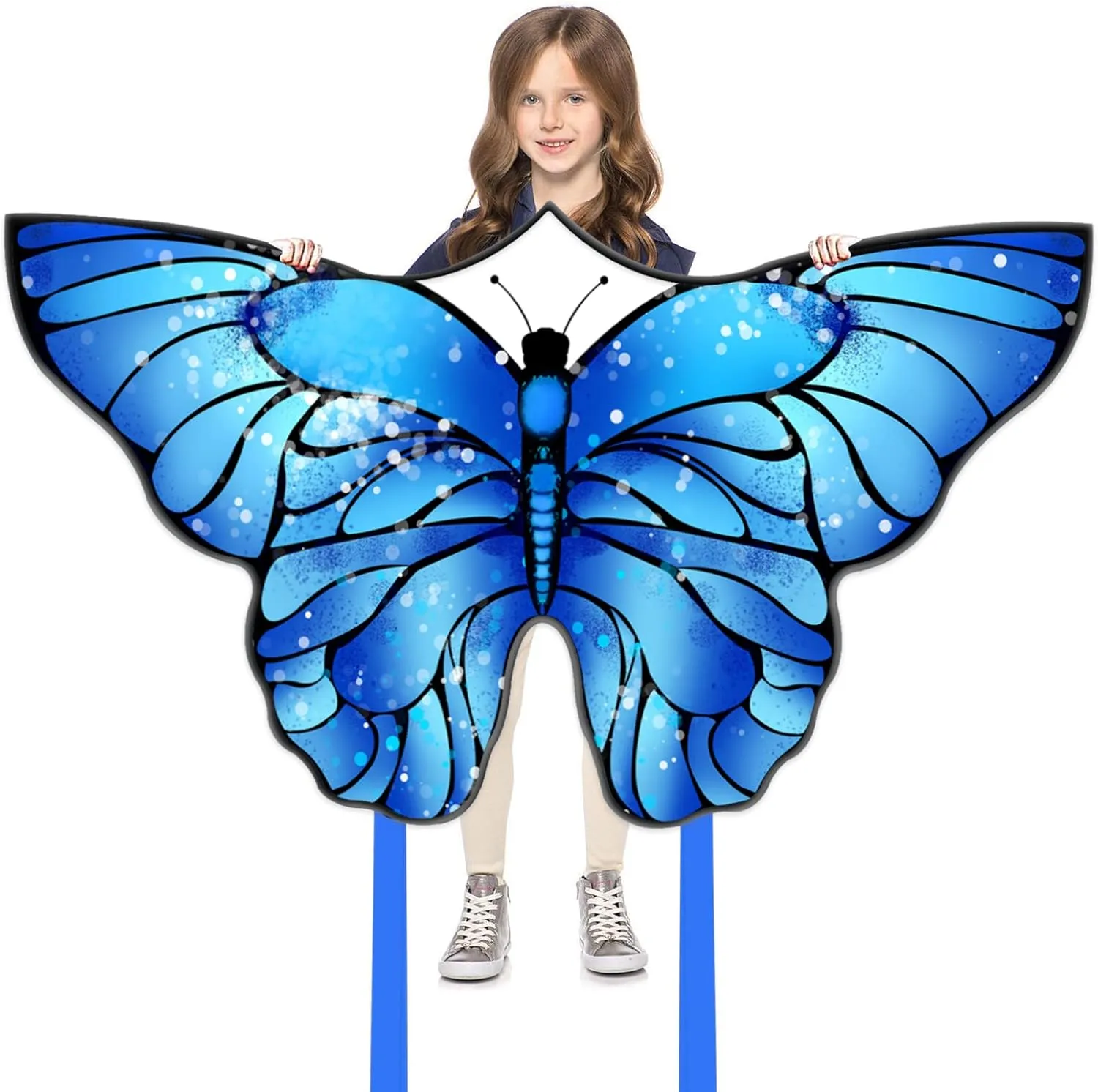 Butterfly Kites for Kids and Adults, Easy to Fly Large Single Line Kite for Boys and Girls - 55" x 28" Beach Kite for Beginners, 300ft String Handle Included