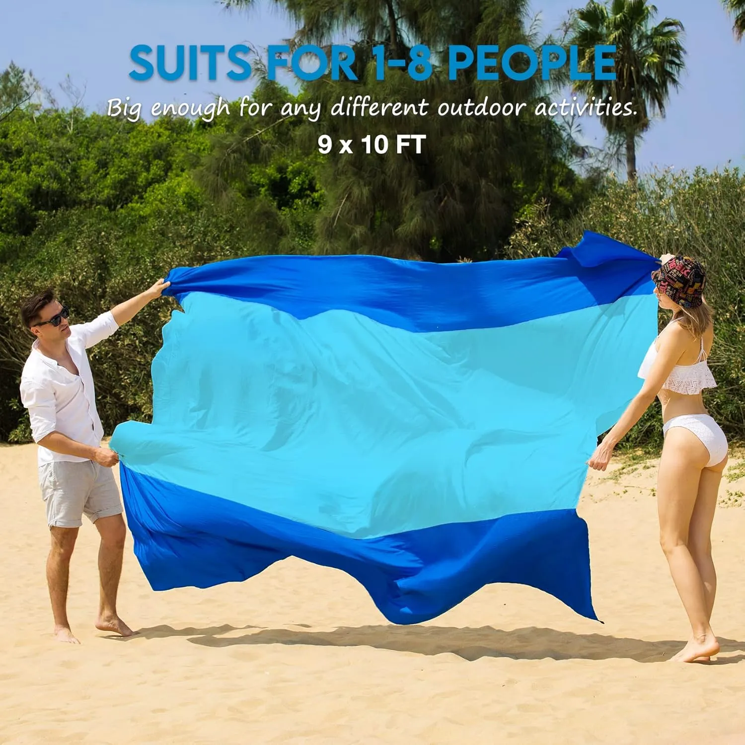 BYDOLL Nylon Beach Blanket Waterproof Sandproof Oversized 10'x9' Suits 1-8 Adults Sand Free Extra Large Blanket Lightweight Soft Picnic Mat for Beach Travel Camping