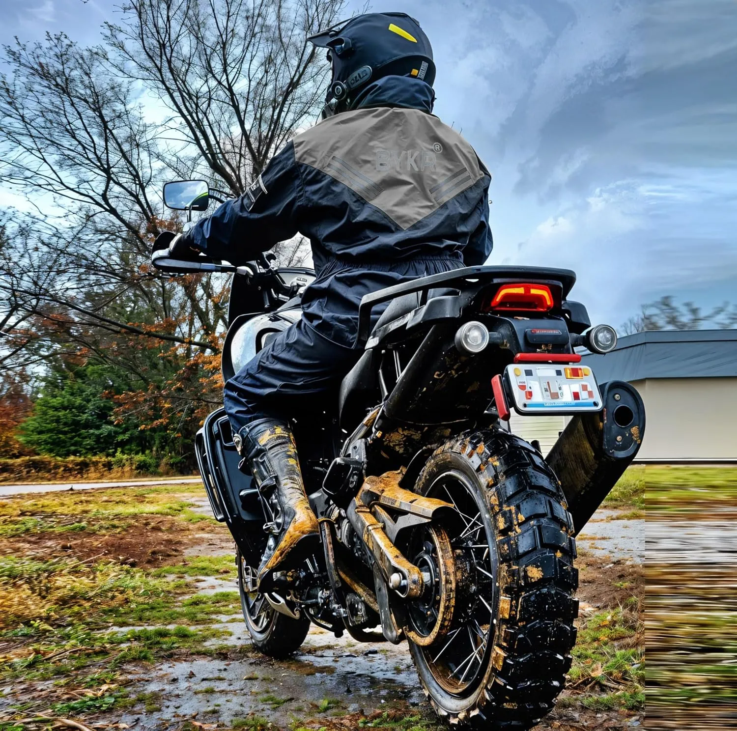 BYKR Waterproof Outdoors Motorcycle Rain Suits for Men & Women Cycling 2-Piece Breathable & Windproof Wet Weather Protection