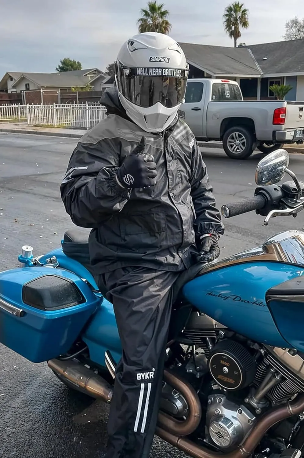 BYKR Waterproof Outdoors Motorcycle Rain Suits for Men & Women Cycling 2-Piece Breathable & Windproof Wet Weather Protection