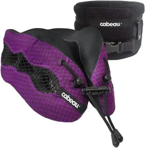 Cabeau Long Haul Flight Cooling Travel Neck Pillow – Evolution Cool – Supportive Memory Foam with Airflow Vents – Compact with Carrying Case (Purple)
