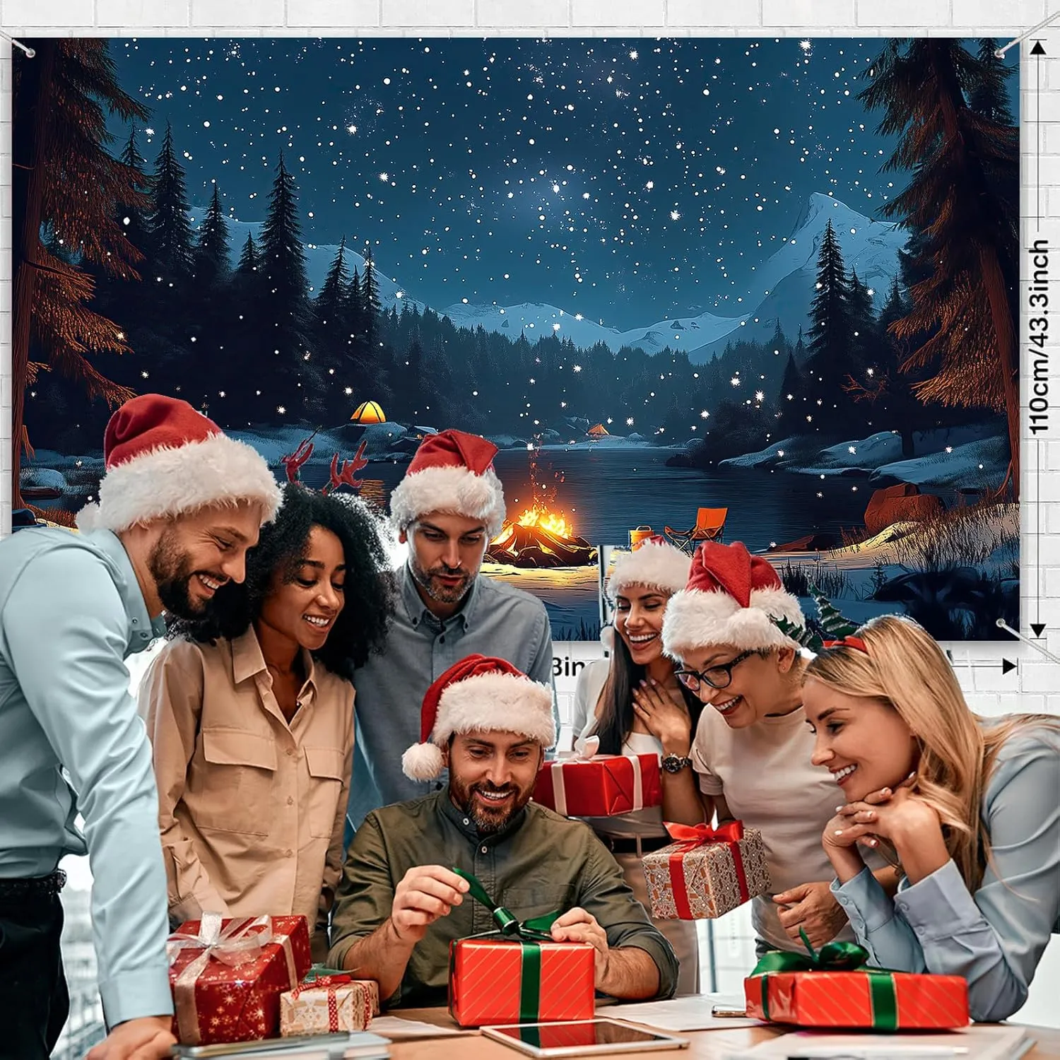 Camping Backdrop for Kids, 7 x 5 ft Forest Night Scene Camper Photography Background Campfire Tent Kids Adults Birthday Party Happy Camper Banner
