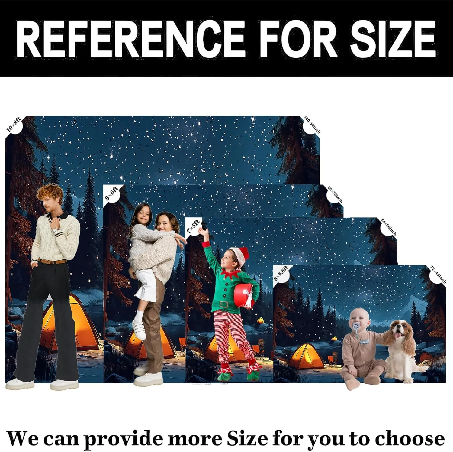 Camping Backdrop for Kids, 7 x 5 ft Forest Night Scene Camper Photography Background Campfire Tent Kids Adults Birthday Party Happy Camper Banner
