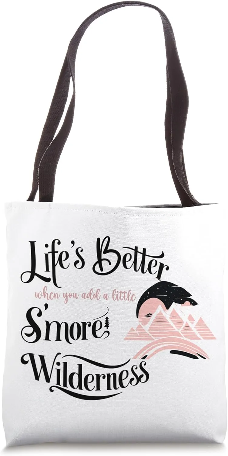 Camping Campfire S'mores & Wilderness Tee Outsider Adventure Tote Bag