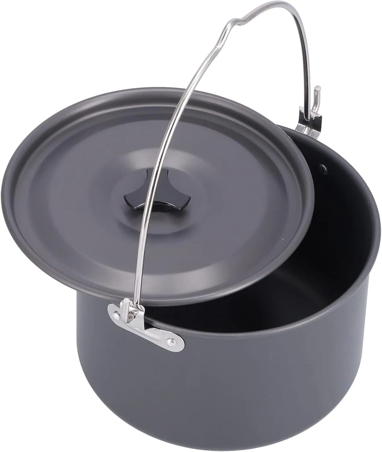 Camping Cook Pot, Portable Hanging Pot Aluminum Camping Pot with Lid Outdoor Cooking Pots Storage Bag for 6-8 People for Camping Hiking Picnic Travel Picnic Backpacking