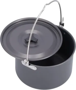 Camping Cook Pot, Portable Hanging Pot Aluminum Camping Pot with Lid Outdoor Cooking Pots Storage Bag for 6-8 People for Camping Hiking Picnic Travel Picnic Backpacking