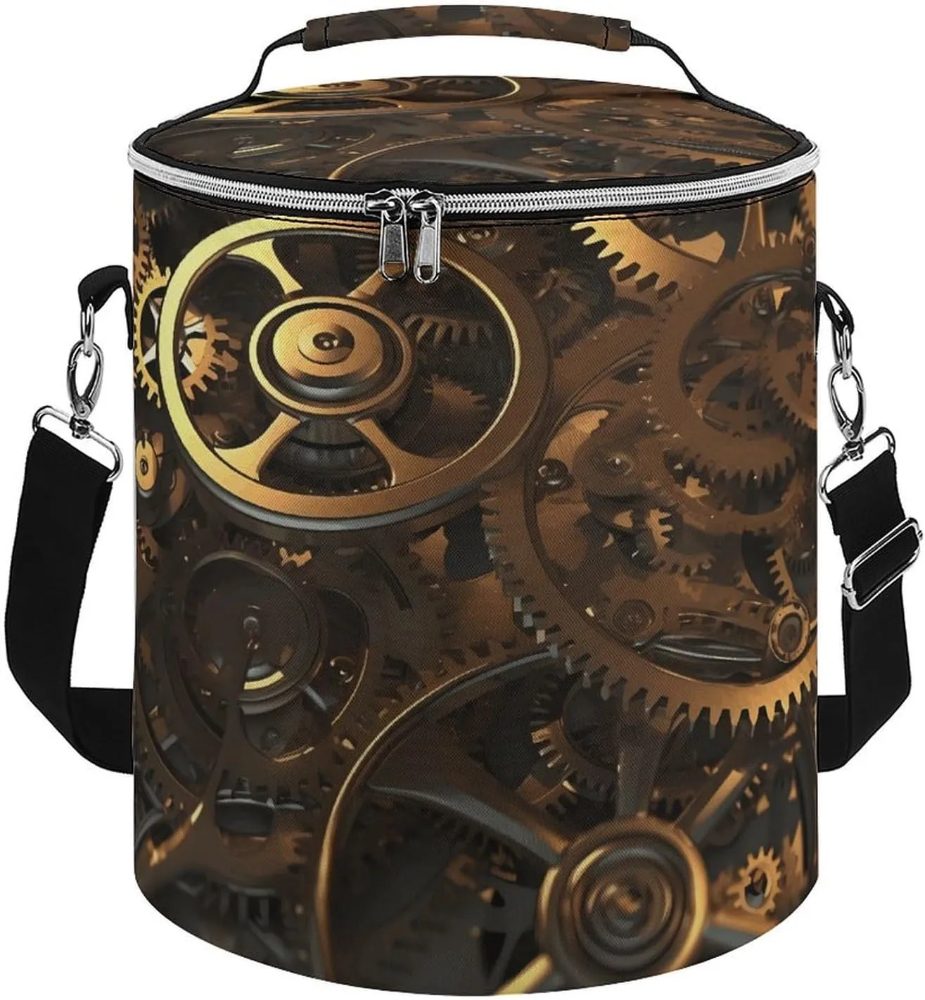 Camping Cooler Bag, Cool Steampunk Gears Print Portable Ice Pack Outdoor Cooler Bag Picnic Cooler Bag Foldable Cooler Bag, style