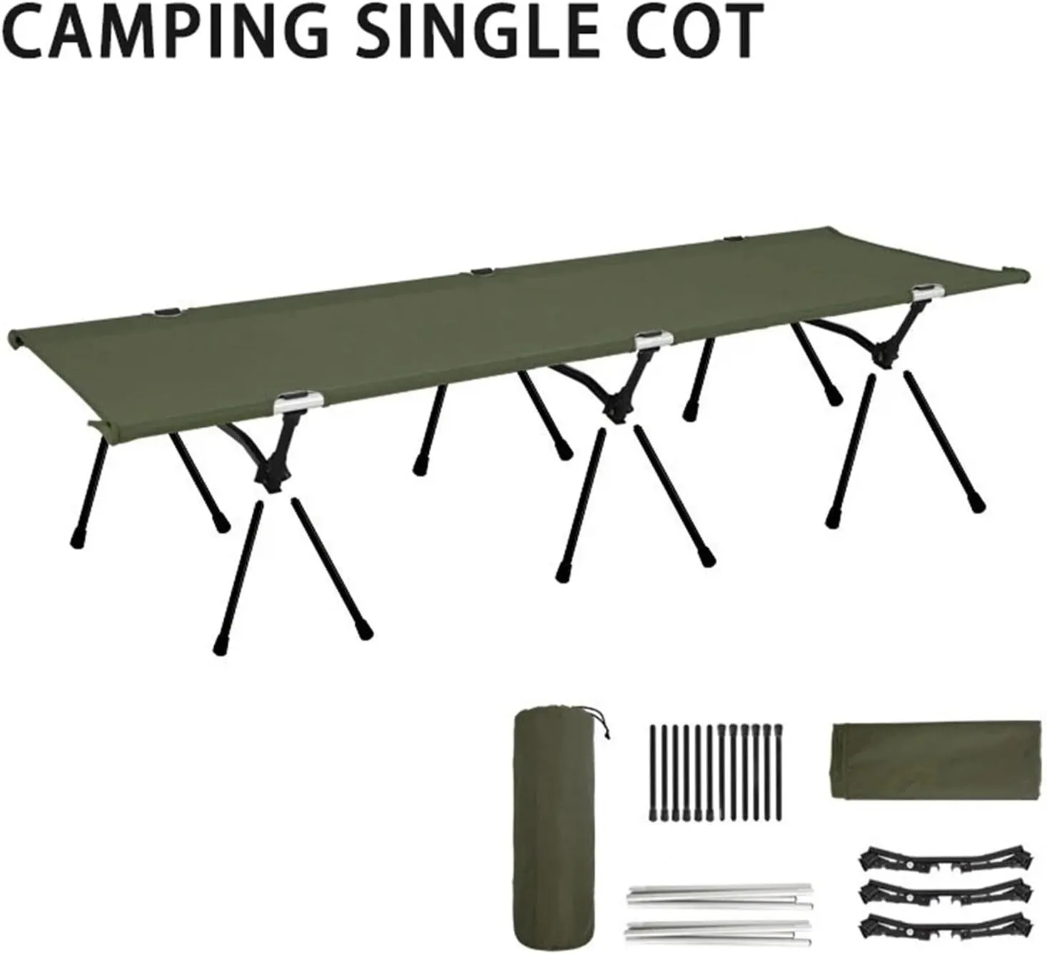 Camping Folding Cot, Outdoor Portable Single Bed, Comfortable Sleeping Cots for Hiking Backpacking Travel(Green)
