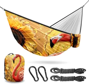 Camping Hammock Double & Single Portable Hammocks with 2 Tree Straps, Great for Hiking,Backpacking,Hunting,Outdoor,Beach,Camping, Flamingo (60)