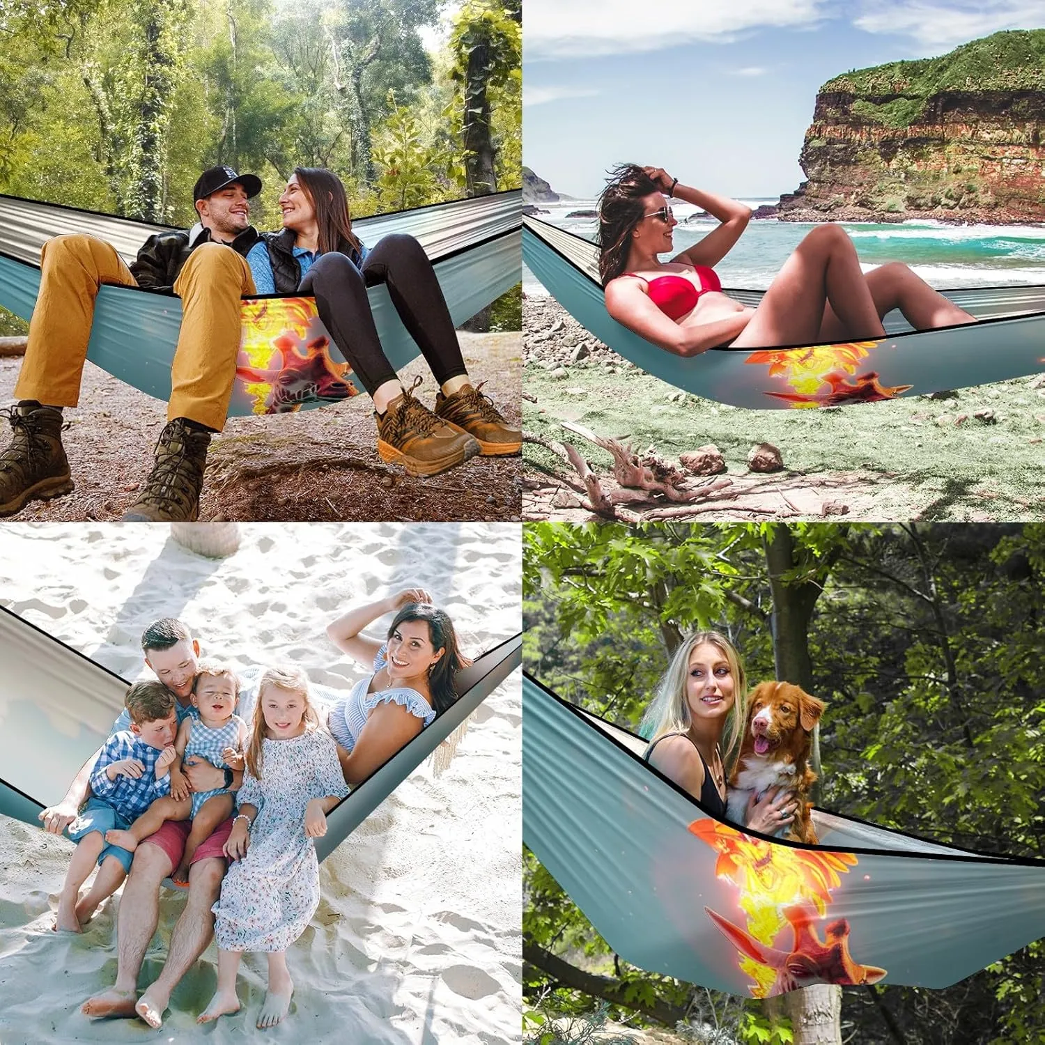 Camping Hammock Double & Single Portable Hammocks with 2 Tree Straps, Great for Hiking,Backpacking,Hunting,Outdoor,Beach,Camping, Giraffe (54)