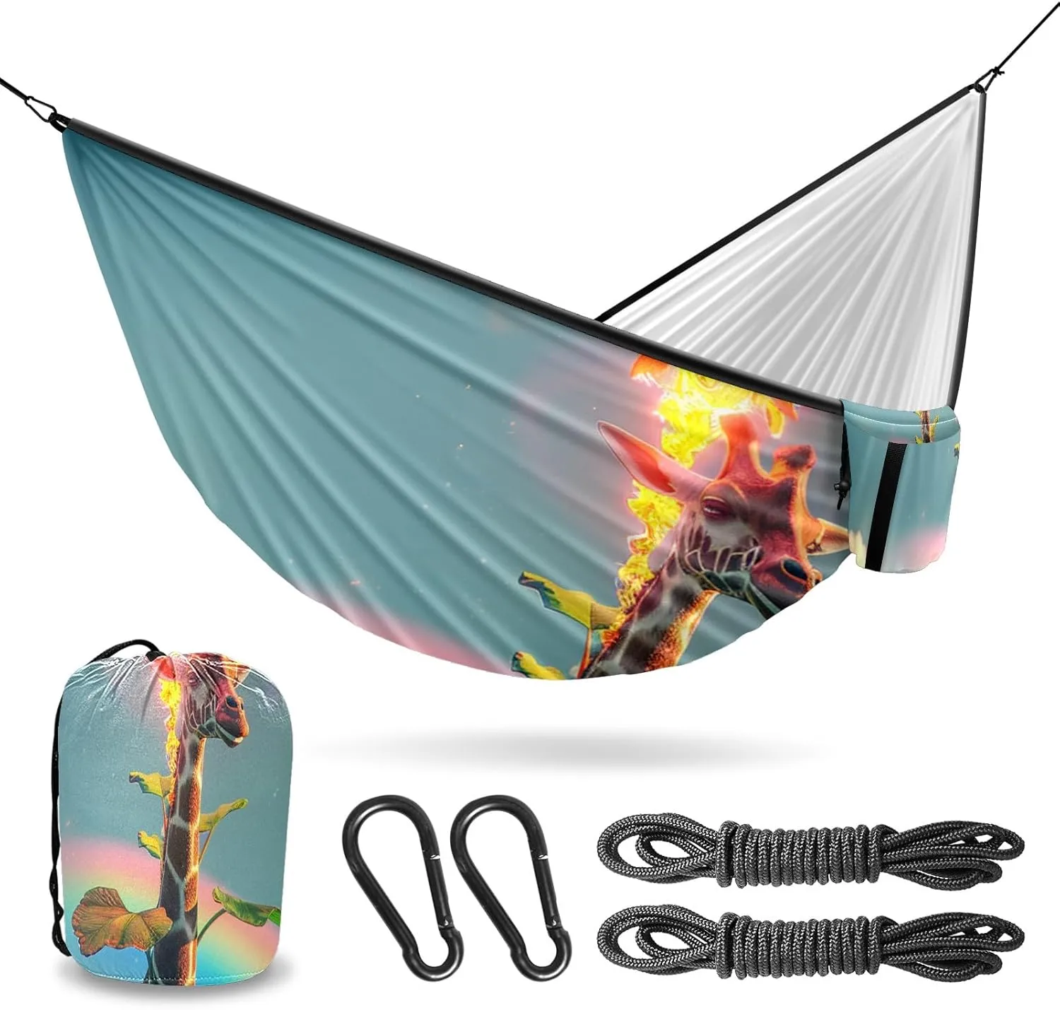 Camping Hammock Double & Single Portable Hammocks with 2 Tree Straps, Great for Hiking,Backpacking,Hunting,Outdoor,Beach,Camping, Giraffe (54)