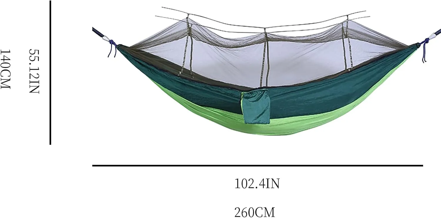 Camping Hammock with Mosquito Net - Ultra Lightweight Durable Double Travel Hammock 210T Parachute Nylon for Outdoor Camping Accessories-Royal Blue with Light Blue