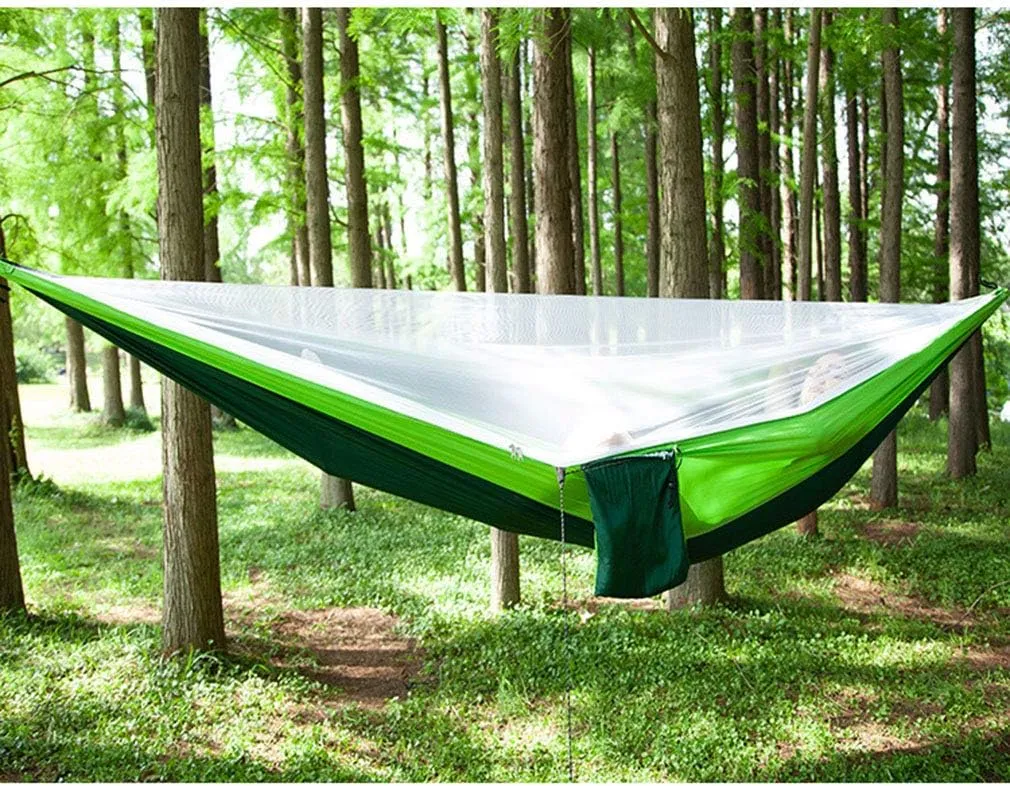 Camping Hammock with Mosquito Nets Outdoor Tourist Hanging Hammocks Portable Parachute Nylon Hiking Hammock for Backpacking Hiking Travel