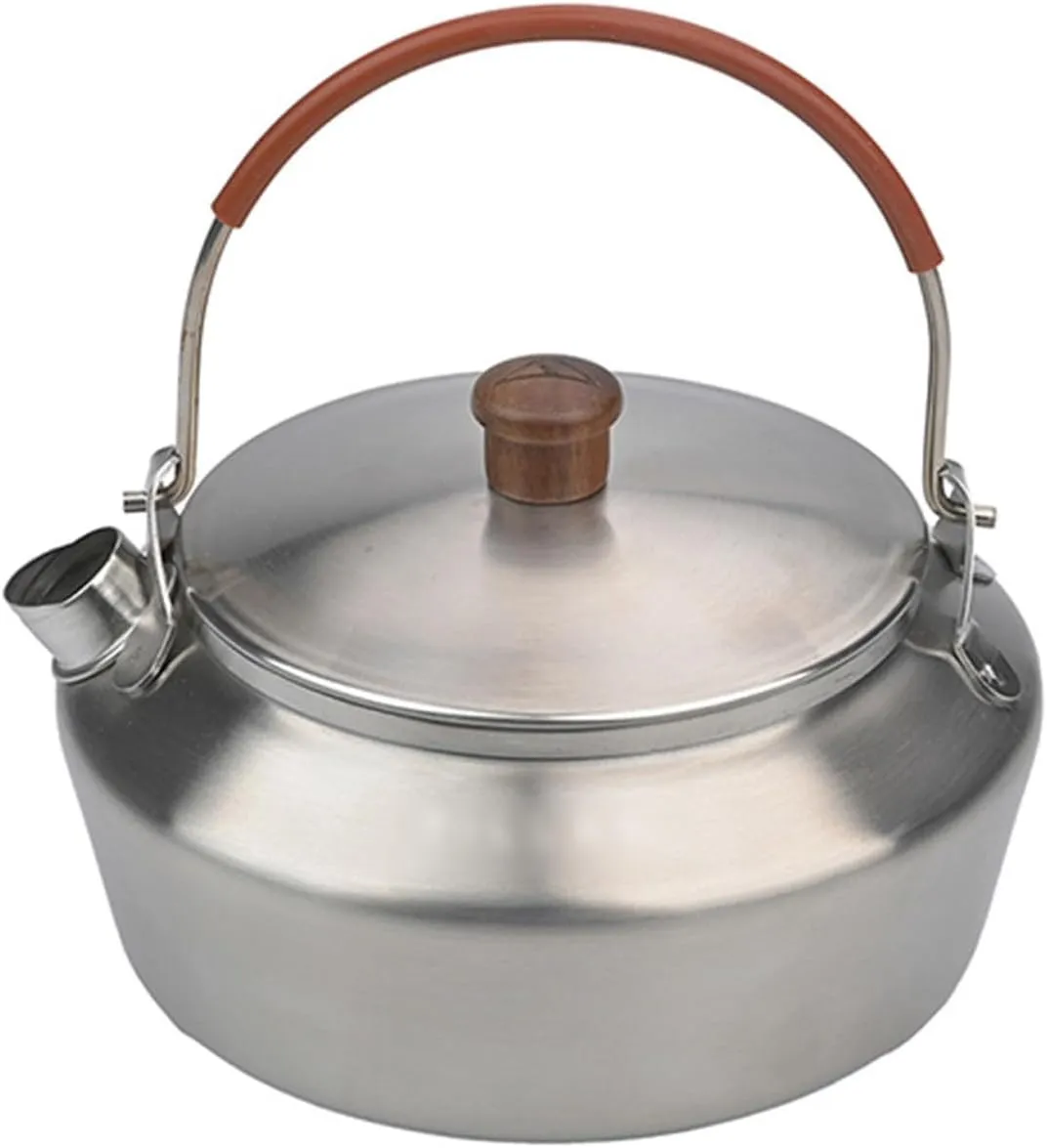 Camping Kettle 600ML Compact Kettle, Portable Camping Coffee Kettle, Stainless Steel Camping Kettle, Compact Tea Kettle for Outdoor, Camping, Travelling Camping Kettle Camp Tea offee Pot (Color : Sil