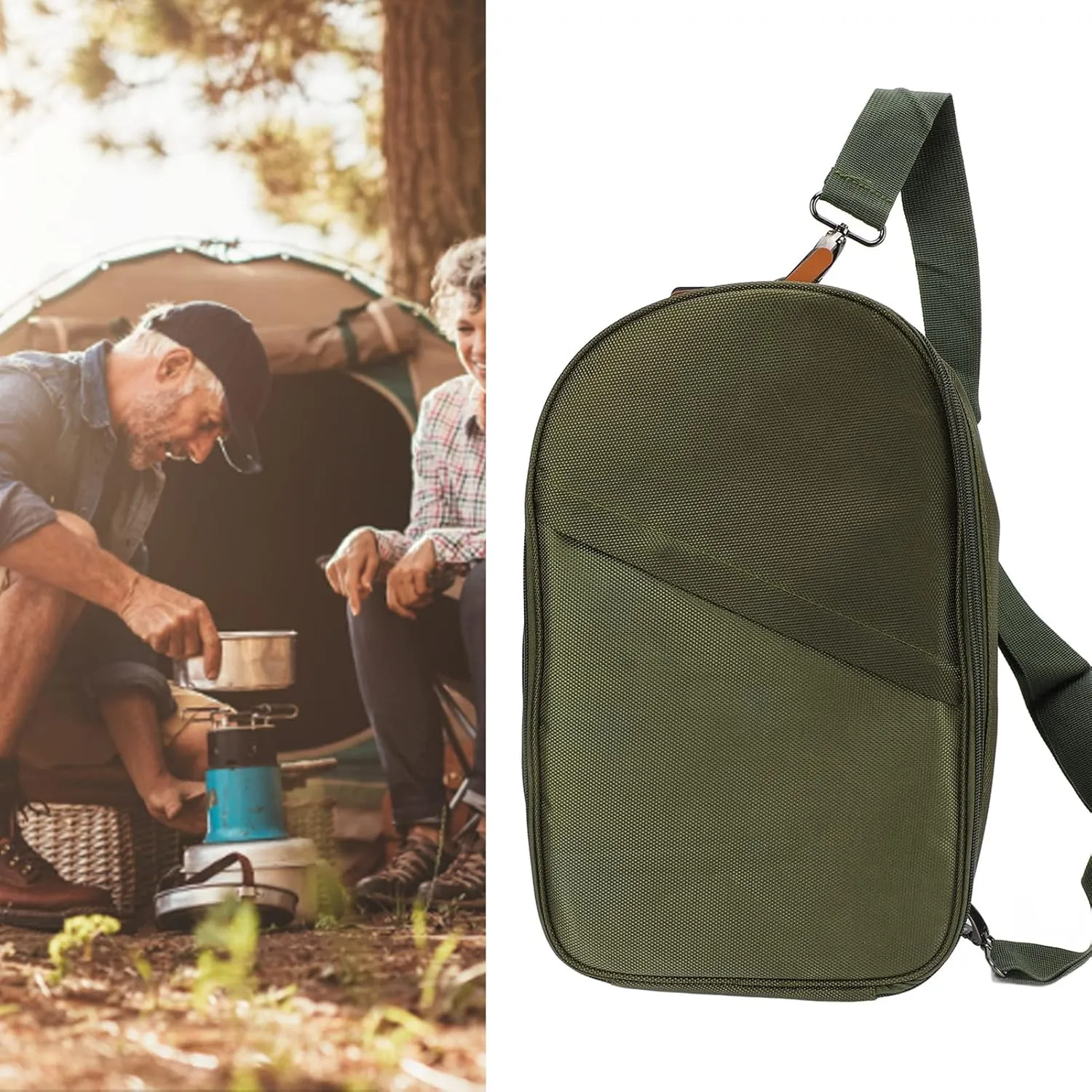 Camping Organizer, Portable Compact Camping Storage Bag Camping Bag with Shoulder Strap for Camping BBQ (OD Green)
