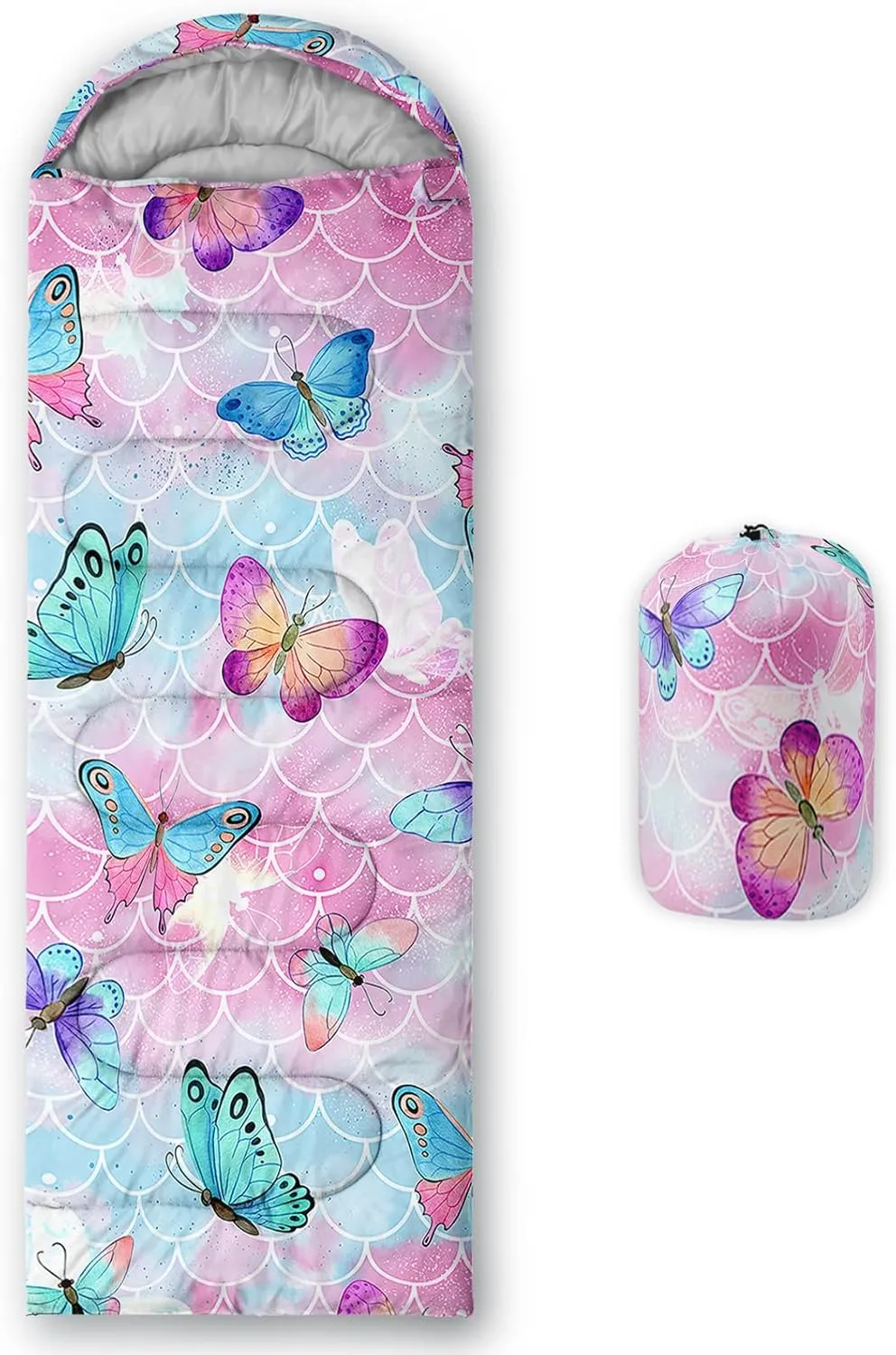 Camping Sleeping Bags,Mermaid Horse Butterfly Starry Sky 3 Season Warm & Cool Weather,Lightweight,Waterproof Sleeping Bags for Adults & Kids,Traveling,and Outdoors,Camping Gear Equipment