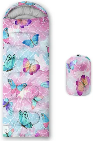 Camping Sleeping Bags,Mermaid Horse Butterfly Starry Sky 3 Season Warm & Cool Weather,Lightweight,Waterproof Sleeping Bags for Adults & Kids,Traveling,and Outdoors,Camping Gear Equipment
