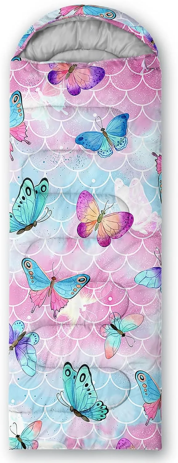 Camping Sleeping Bags,Mermaid Horse Butterfly Starry Sky 3 Season Warm & Cool Weather,Lightweight,Waterproof Sleeping Bags for Adults & Kids,Traveling,and Outdoors,Camping Gear Equipment
