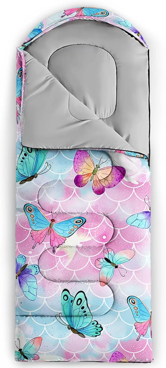 Camping Sleeping Bags,Mermaid Horse Butterfly Starry Sky 3 Season Warm & Cool Weather,Lightweight,Waterproof Sleeping Bags for Adults & Kids,Traveling,and Outdoors,Camping Gear Equipment
