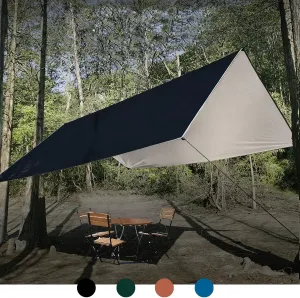 Camping Tarp Portable Multifunctional Backpacking Tarp, Waterproof Tent Tarp for Portable Beach Shelter, Rain Shelter for Picnic, Outdoor Activities, Extra Large, Lightweight and UV Resistant (Black)