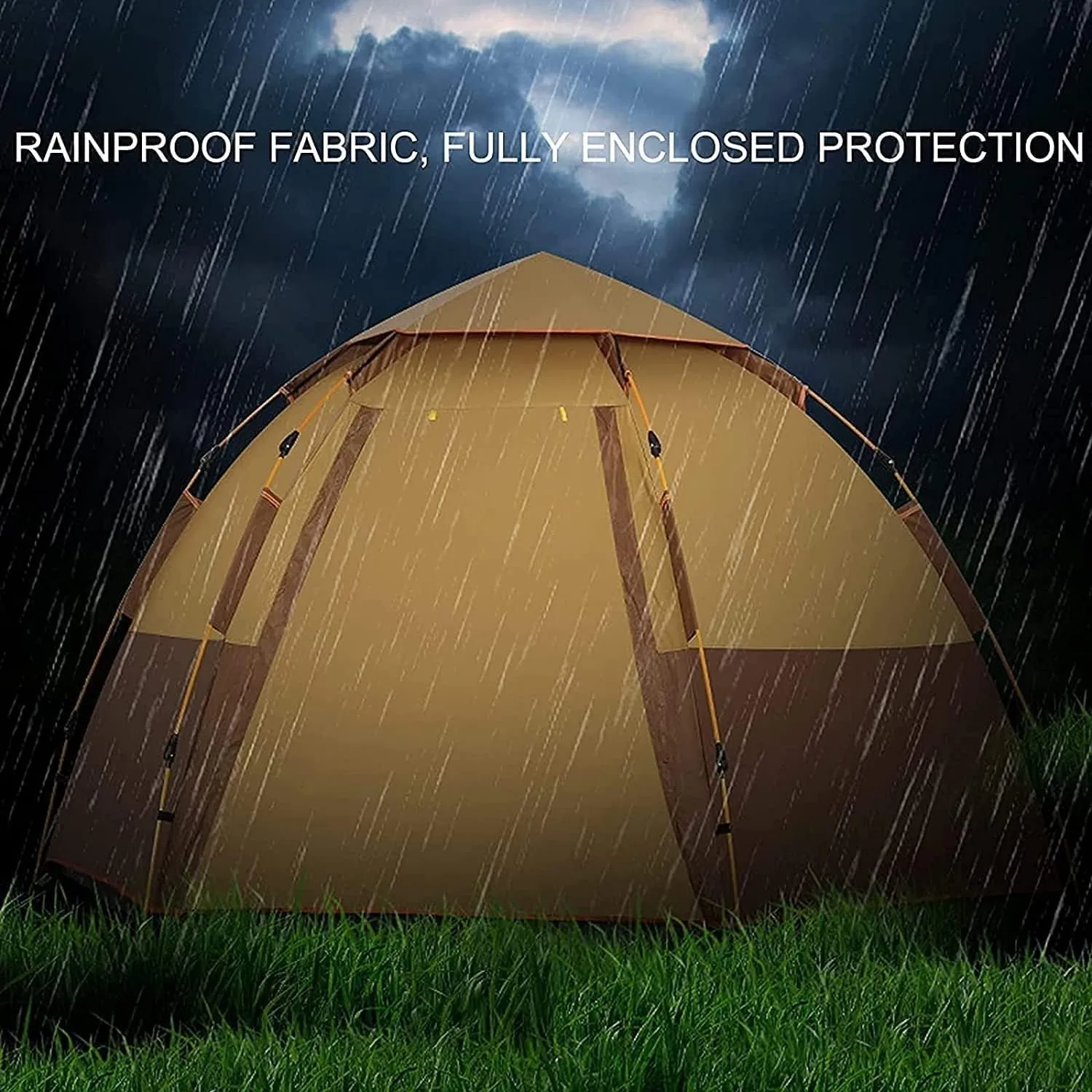 Camping Tent 3-4 Person Instant Tent Portable Cabin Tent with Rainfly for Family Camping Traveling Hiking Picnicing Easy Set Up (Blue)