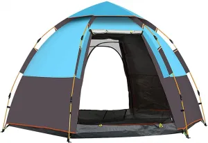 Camping Tent 3-4 Person Instant Tent Portable Cabin Tent with Rainfly for Family Camping Traveling Hiking Picnicing Easy Set Up (Blue)