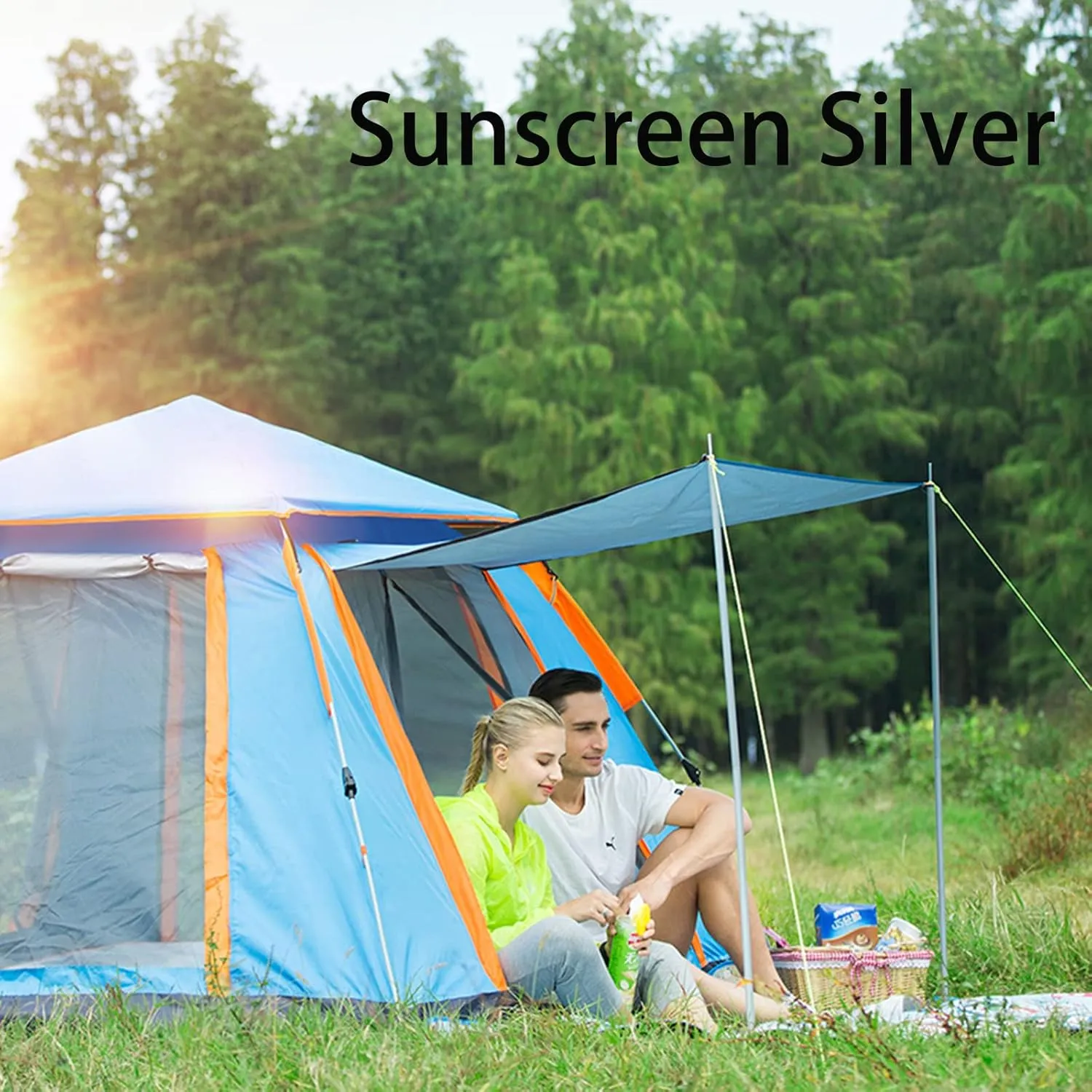 Camping Tent 3-5 Person - Family Dome Waterproof Backpack Tents with Top Rainfly, Ultralight Easy Set Up Small Tents with Carry Bag for 4 Season Hiking Glamping Beach Outdoor