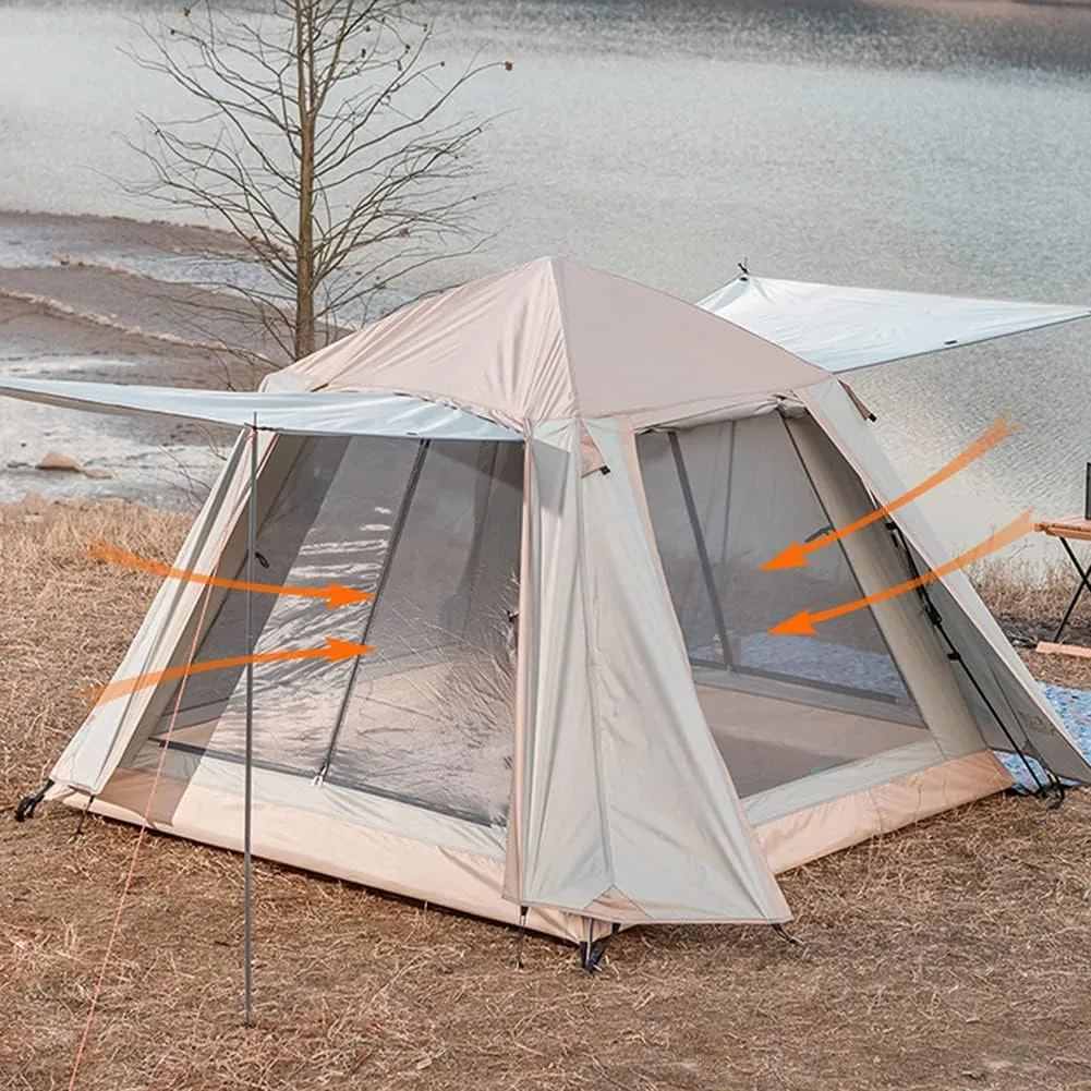 Camping Tent Waterproof Pop Up Tent with Zipped Double Door and Carrying Bag Lightweight Instant Family Tent for 3-4 Person Use for Outdoor Hiki (Instant Pop up Camping Tent)