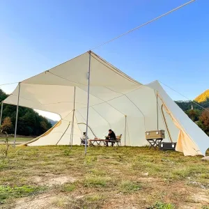 Camping Tent with Porch, Waterproof Sun Shelter for Family, Festival, Picnic Car Trip, Large Vestibule, Easy Setup, Portable Cabana Tent with UV Protection