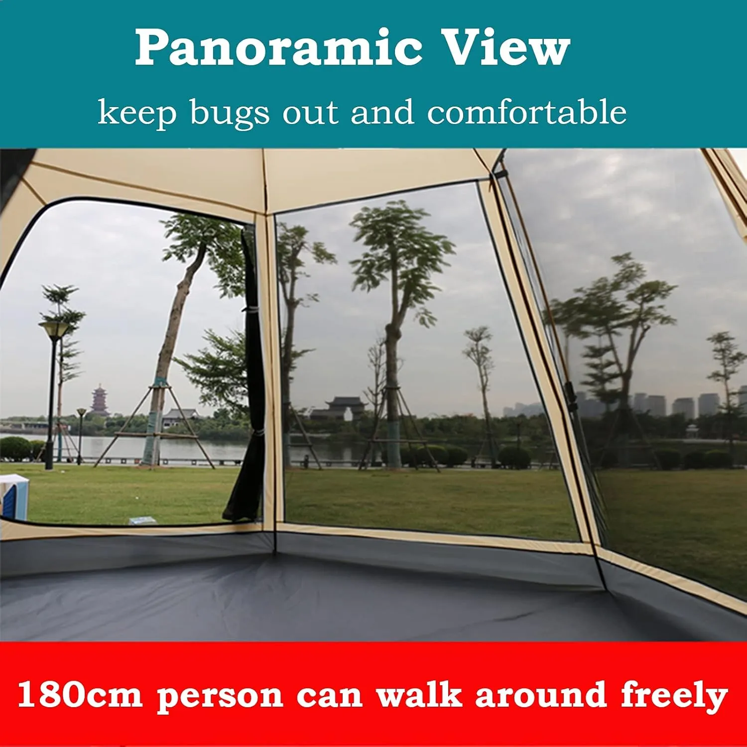 Camping Tents Shelter Portable with Carry Bag Waterproof Hold 2-4 Persons Instant Setup Pop Up Tent with Top Rainfly UV Protection for Camping Hiking Mountaineering (Color : Brown)
