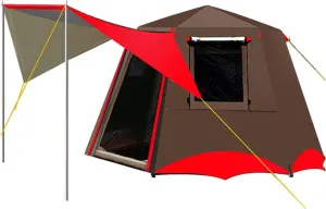 Camping Tents Shelter Portable with Carry Bag Waterproof Hold 2-4 Persons Instant Setup Pop Up Tent with Top Rainfly UV Protection for Camping Hiking Mountaineering (Color : Brown)